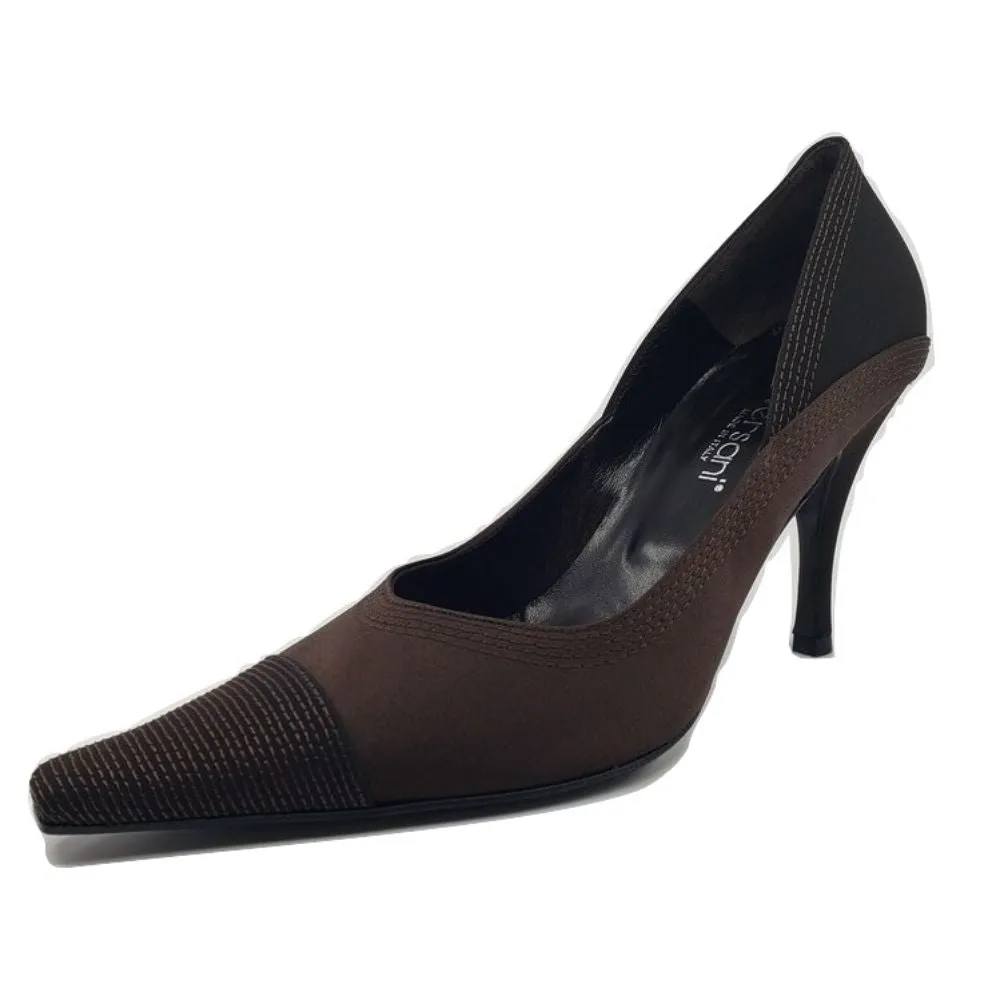 1087 Crepe Raso Brown Satin Versani Pumps