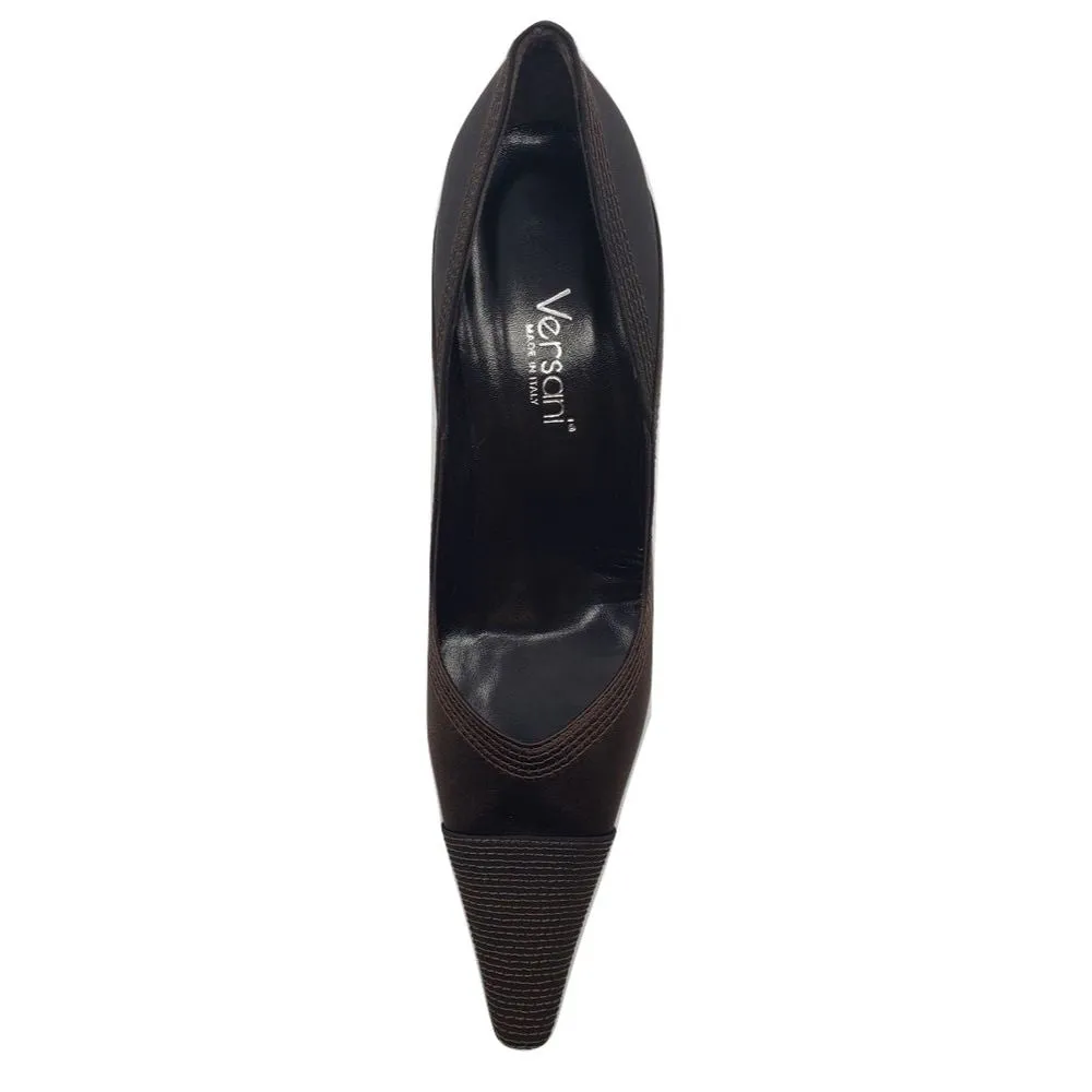 1087 Crepe Raso Brown Satin Versani Pumps