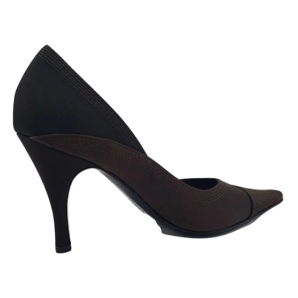 1087 Crepe Raso Brown Satin Versani Pumps