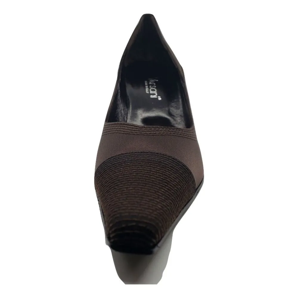 1087 Crepe Raso Brown Satin Versani Pumps