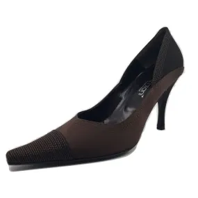 1087 Crepe Raso Brown Satin Versani Pumps