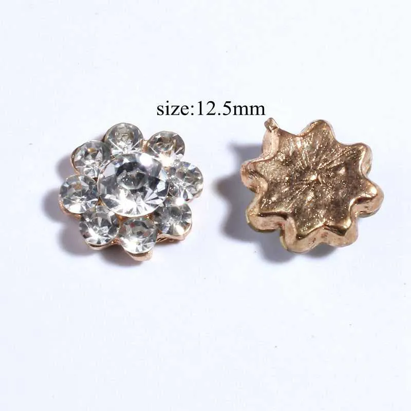 10PCS Chic Clear Crystal Rhinestone Buttons With Ivory Pearls Alloy Metal Button