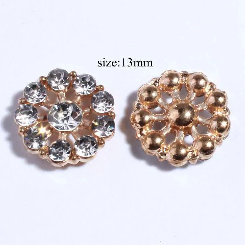 10PCS Chic Clear Crystal Rhinestone Buttons With Ivory Pearls Alloy Metal Button