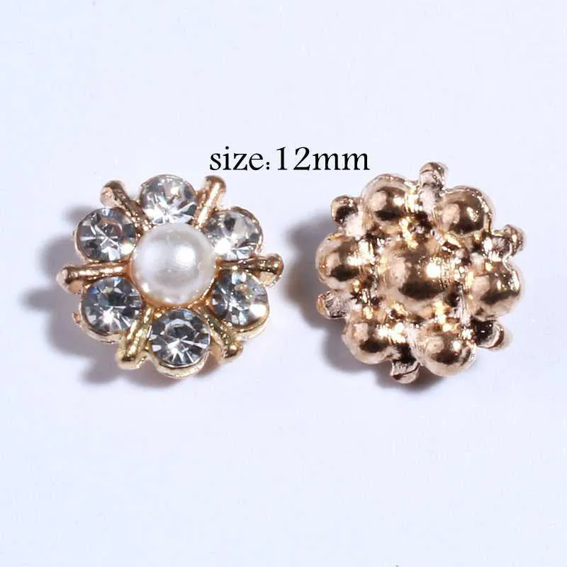 10PCS Chic Clear Crystal Rhinestone Buttons With Ivory Pearls Alloy Metal Button