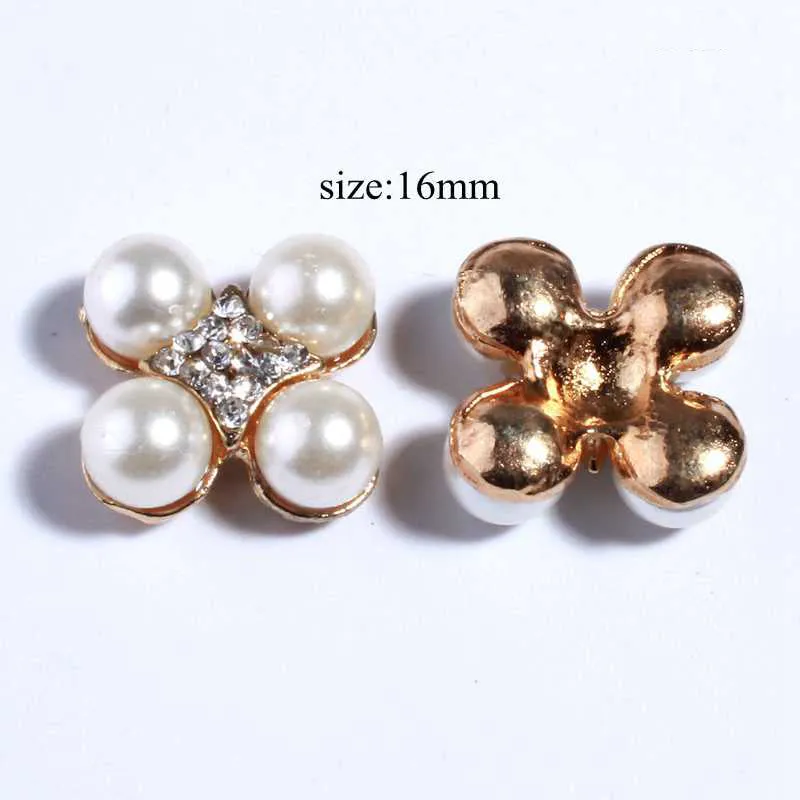 10PCS Chic Clear Crystal Rhinestone Buttons With Ivory Pearls Alloy Metal Button