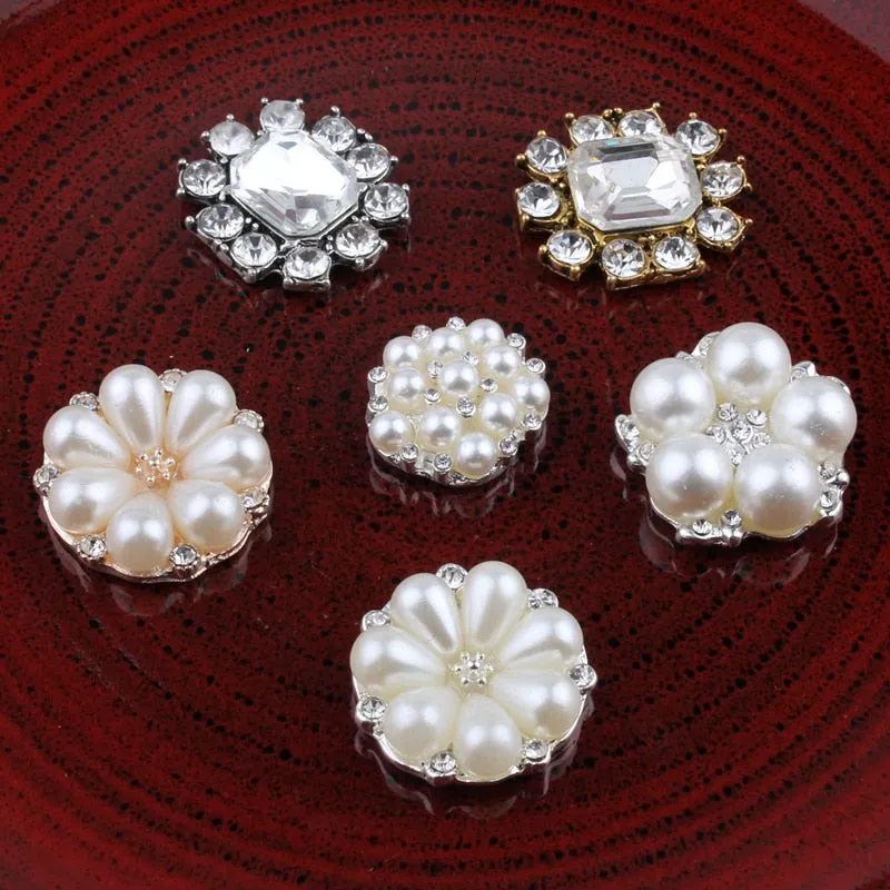 10PCS Vintage Handmade Flower Rhinestone Buttons