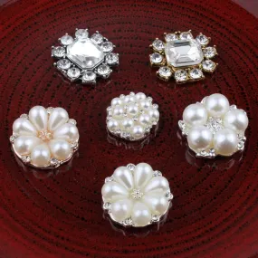 10PCS Vintage Handmade Flower Rhinestone Buttons
