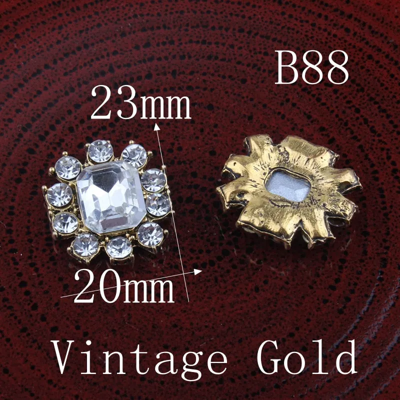 10PCS Vintage Handmade Flower Rhinestone Buttons