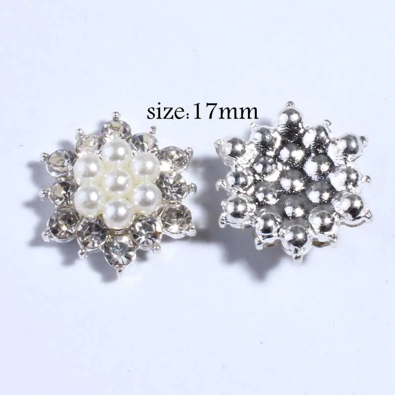 120PCS Chic Clear Crystal Rhinestone Buttons With Ivory Pearls For Wedding Alloy Metal Button