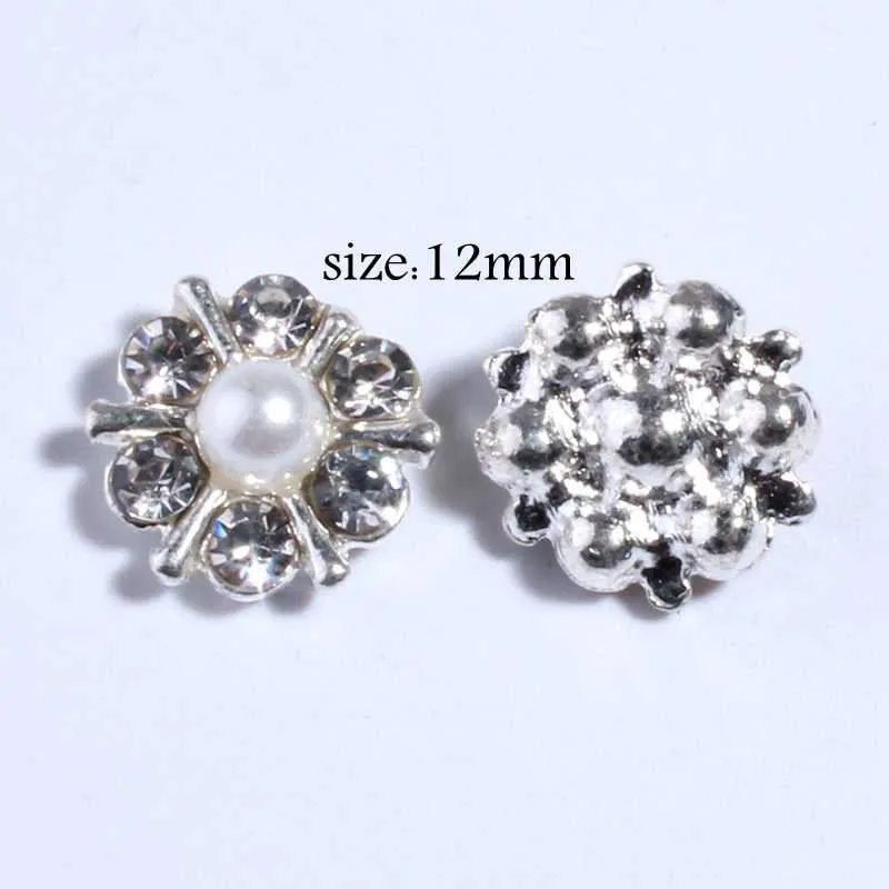 120PCS Chic Clear Crystal Rhinestone Buttons With Ivory Pearls For Wedding Alloy Metal Button