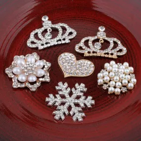 5PCS Handmade Vintage Metal Decorative Buttons Crystal  Alloy Rhinestone Buttons