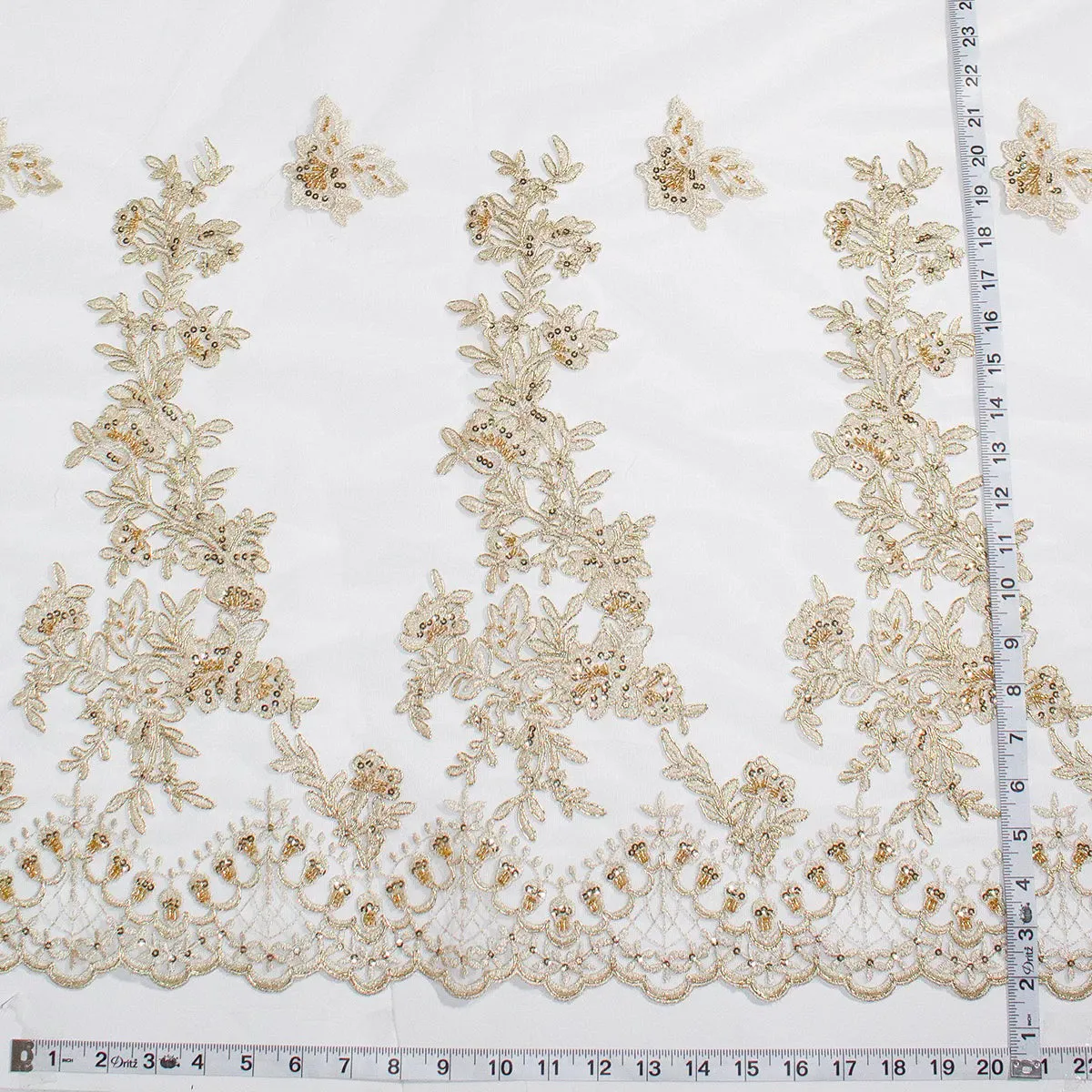 Beaded & Corded Bridal Lace Fabric Embroidered on 100% Polyester Net Mesh | Lace USA - 95793W-HB