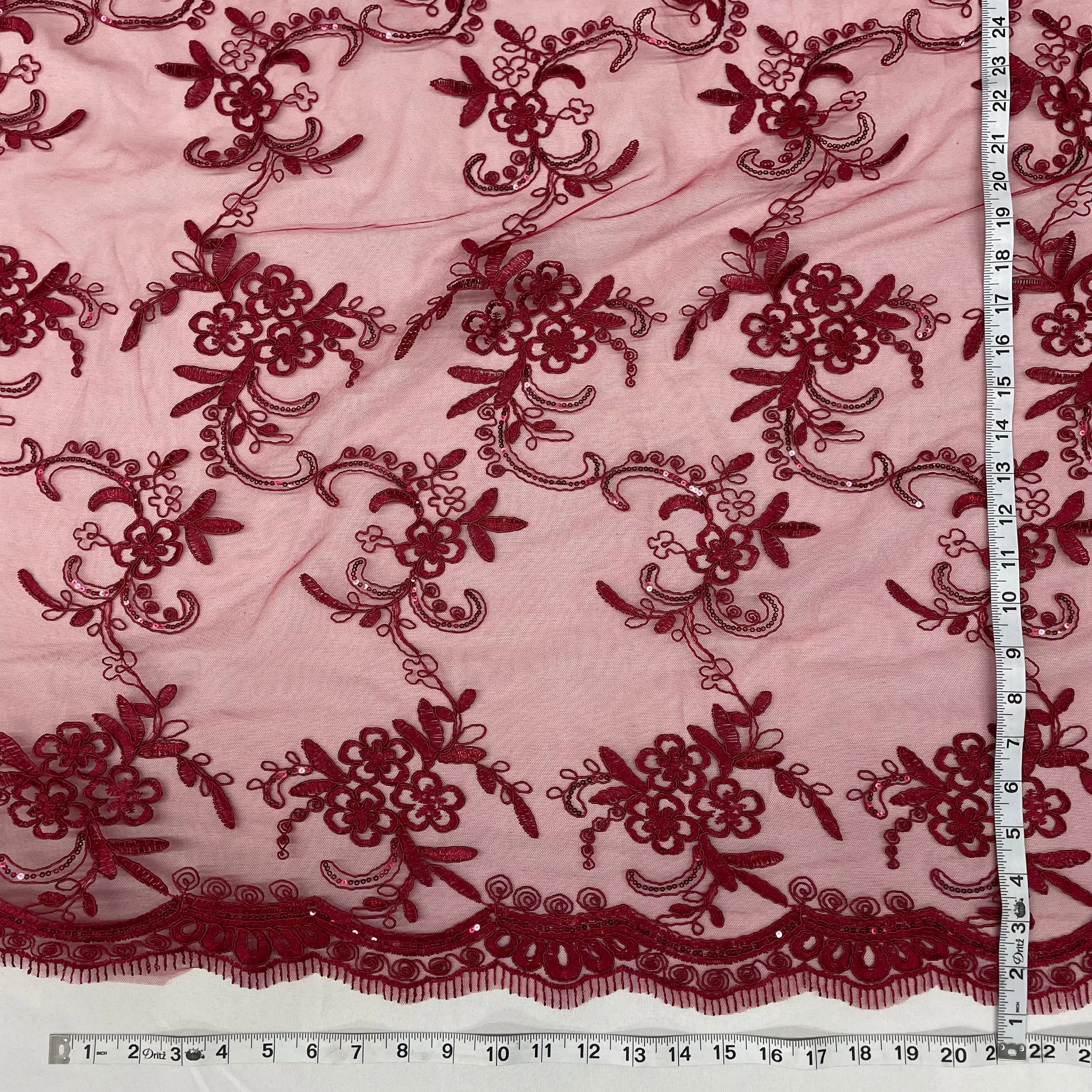 Beaded & Corded Lace Fabric Embroidered on 100% Polyester Net Mesh | Lace USA - GD-09
