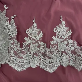 Beaded & Corded Lace Trimming Embroidered on 100% Polyester Net Mesh | Lace USA - 73001W-HB