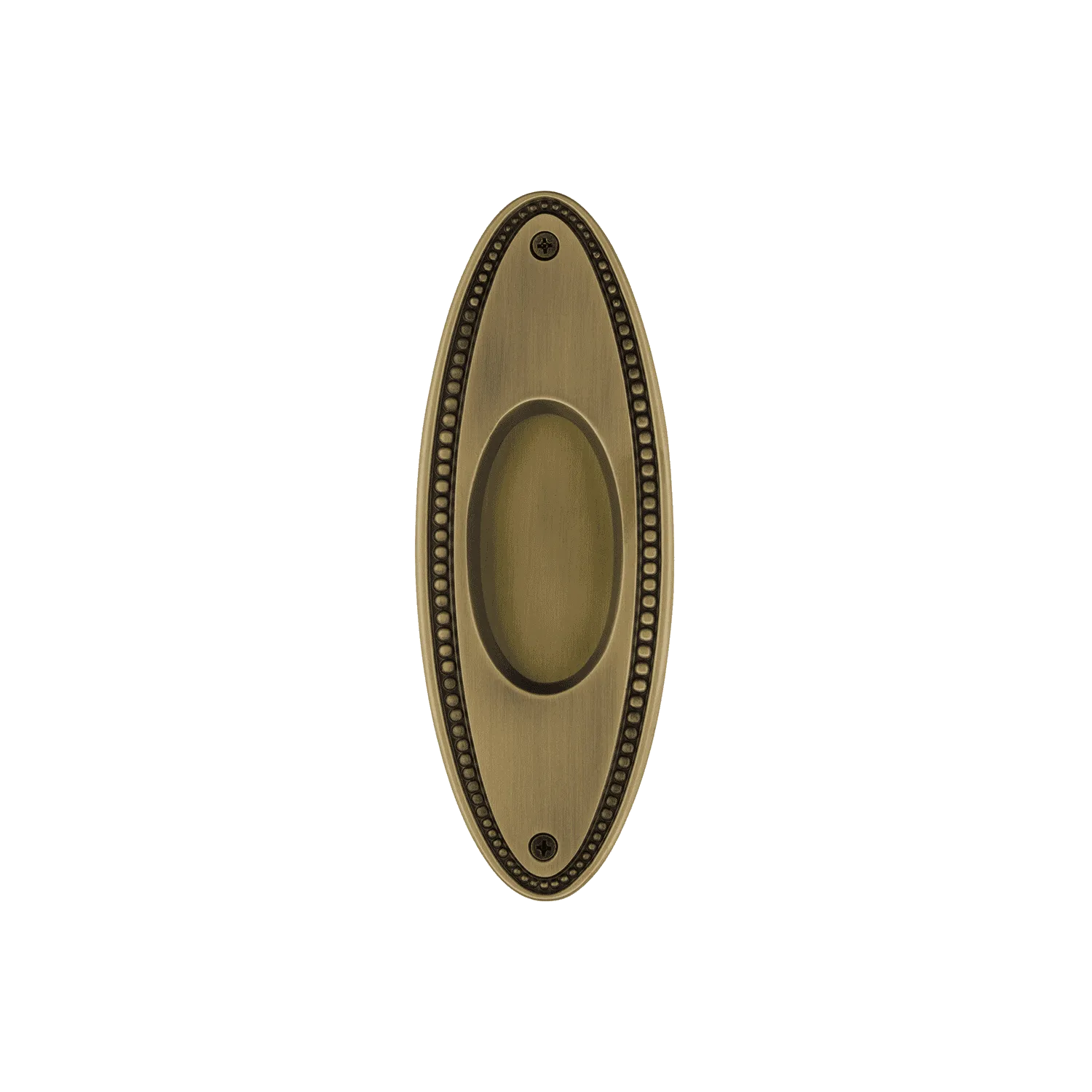 Beaded Flush Pull in Antique Brass