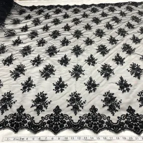 Beaded Lace Fabric Embroidered on 100% Polyester Net Mesh | Lace USA - 42038W-BP