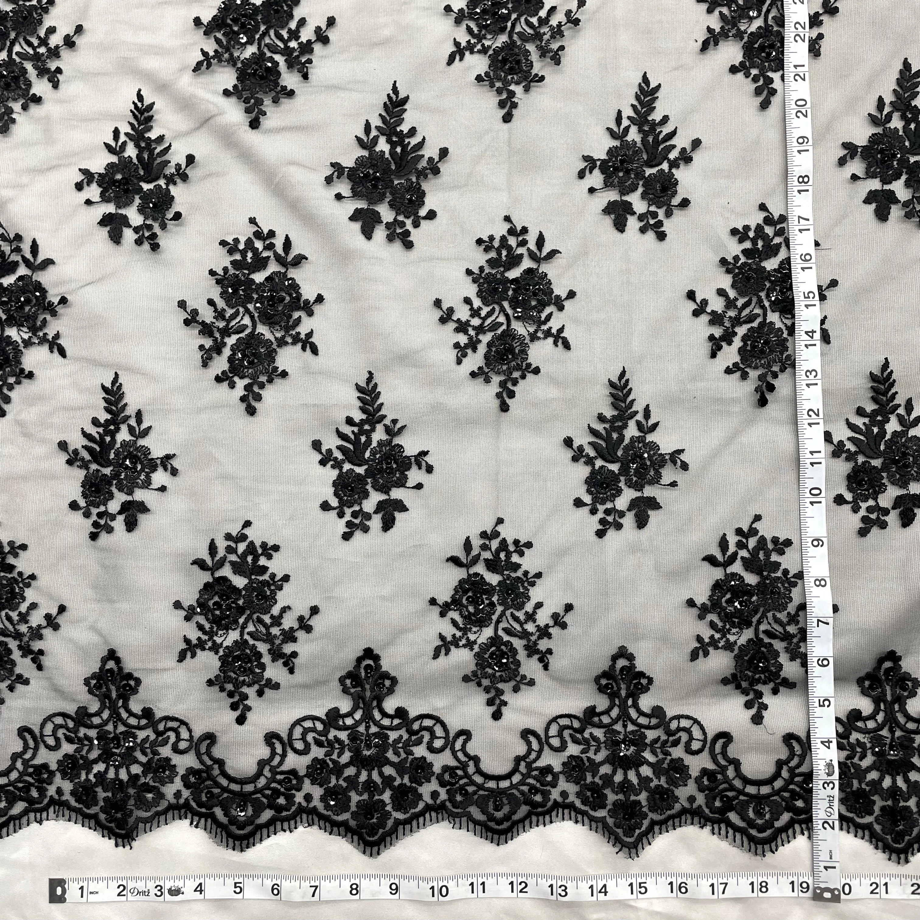 Beaded Lace Fabric Embroidered on 100% Polyester Net Mesh | Lace USA - 42038W-BP