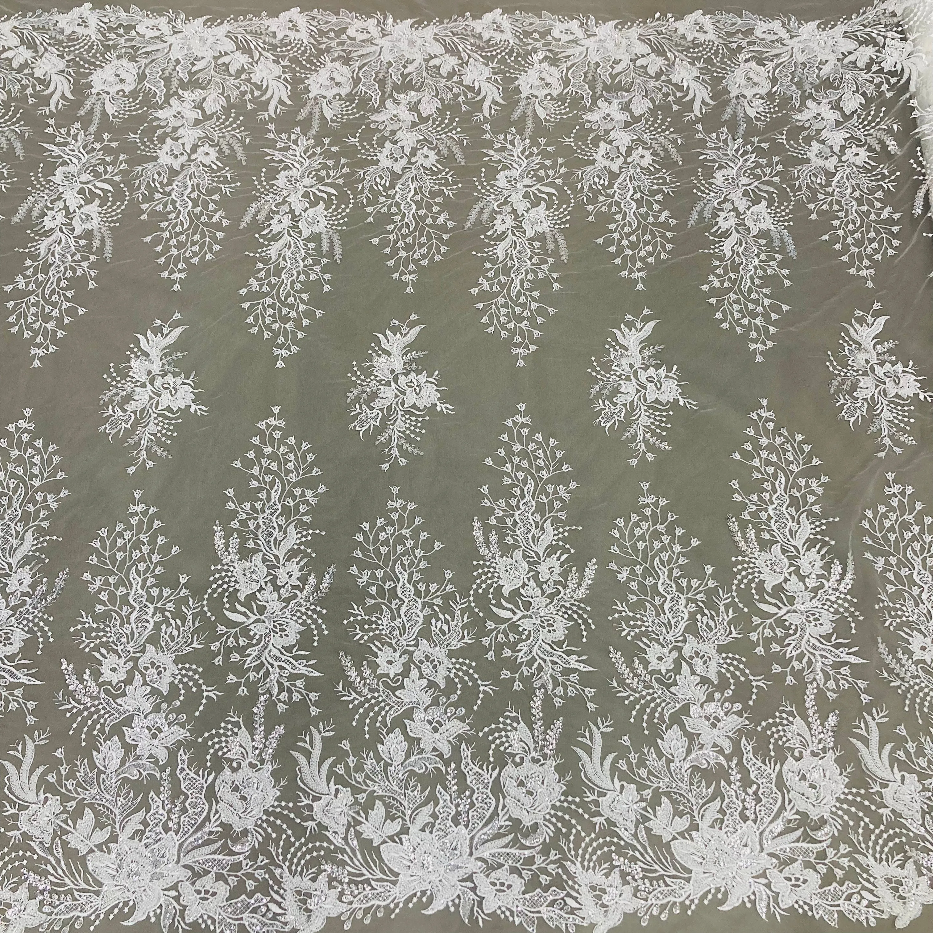 Beaded Lace Fabric Embroidered on 100% Polyester Net Mesh | Lace USA - GD-66919