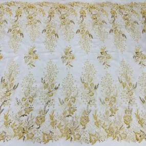 Beaded Lace Fabric Embroidered on 100% Polyester Net Mesh | Lace USA - GD-66919