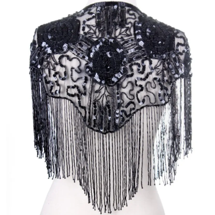 Beaded Rose Fringe Shawl