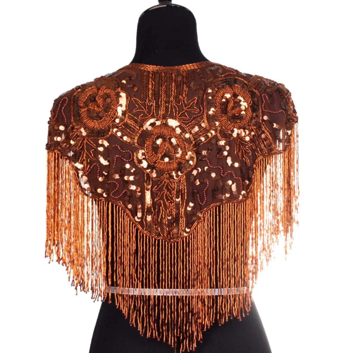 Beaded Rose Fringe Shawl