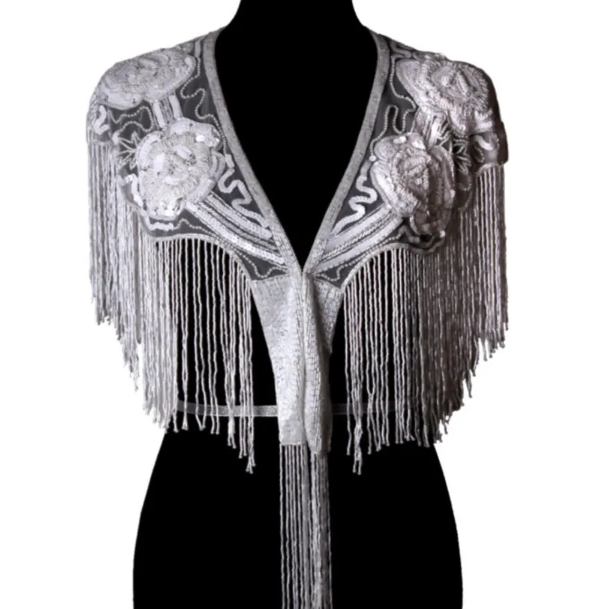 Beaded Rose Fringe Shawl