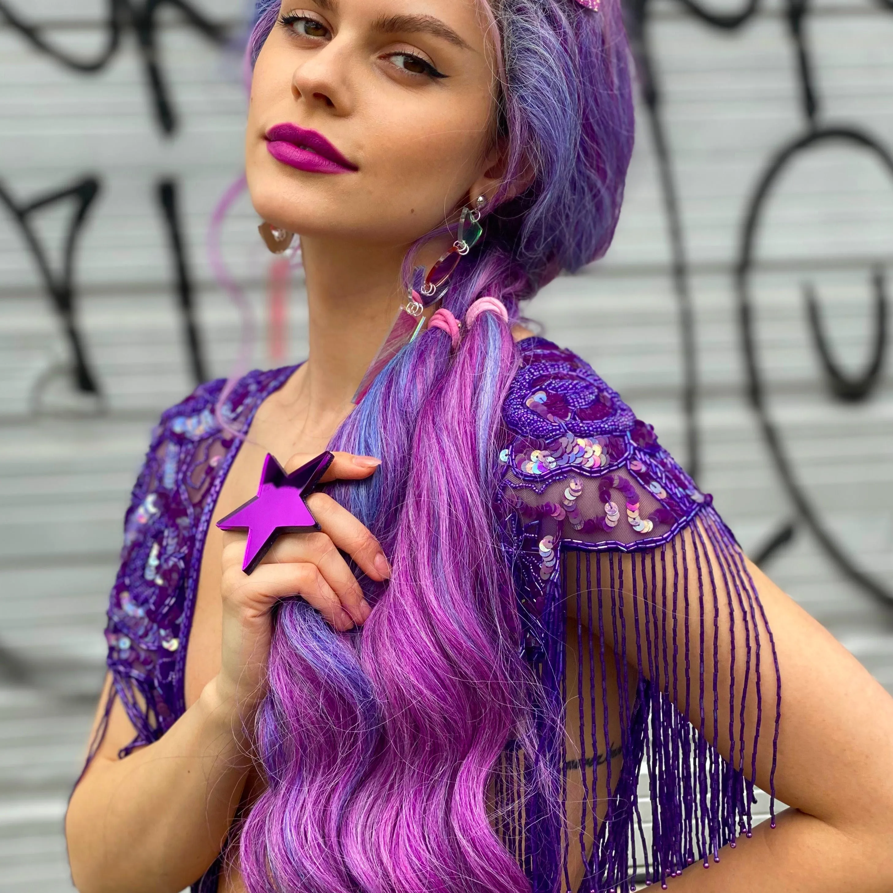 Beaded Rose Fringe Shawl