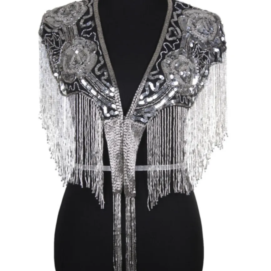 Beaded Rose Fringe Shawl