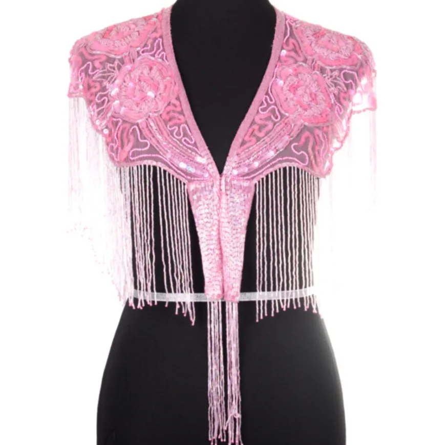 Beaded Rose Fringe Shawl