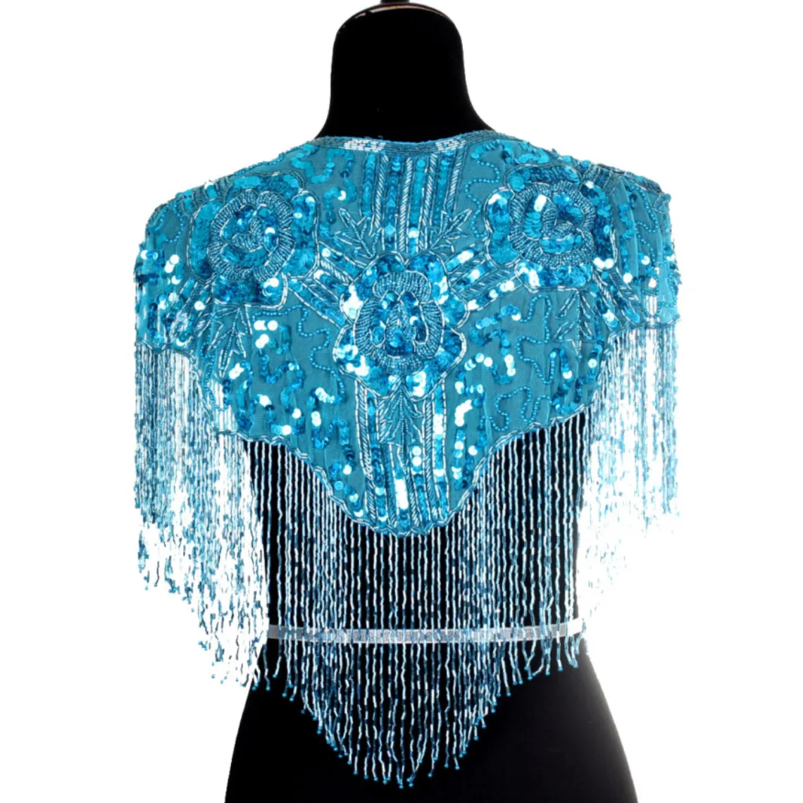 Beaded Rose Fringe Shawl