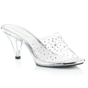 BELLE-301RS Bling Posing Comp Sandals 3" Clear Sexy Slip On Shoes