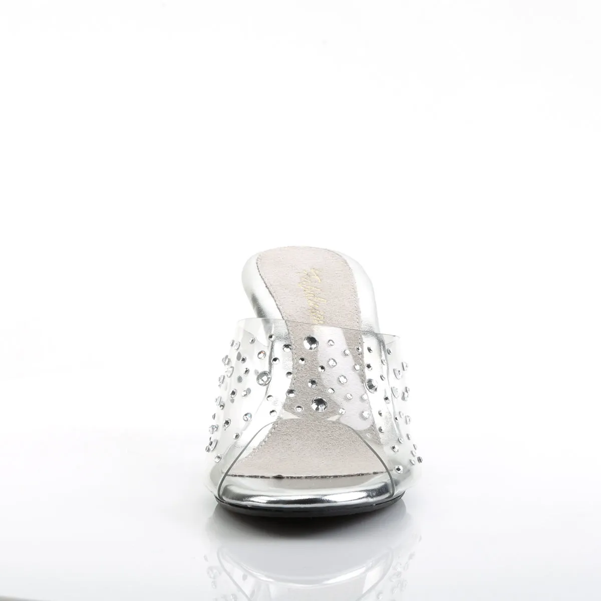 BELLE-301RS Bling Posing Comp Sandals 3" Clear Sexy Slip On Shoes