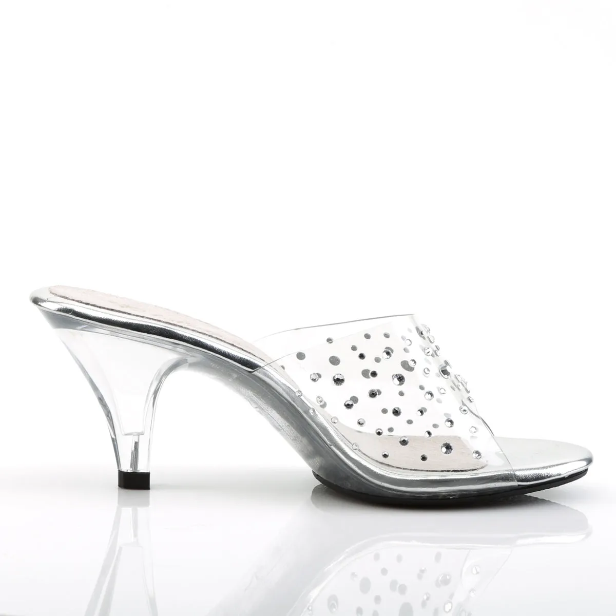 BELLE-301RS Bling Posing Comp Sandals 3" Clear Sexy Slip On Shoes