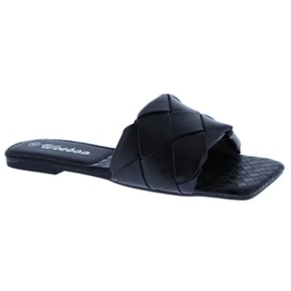 Black Squared Toe Flats