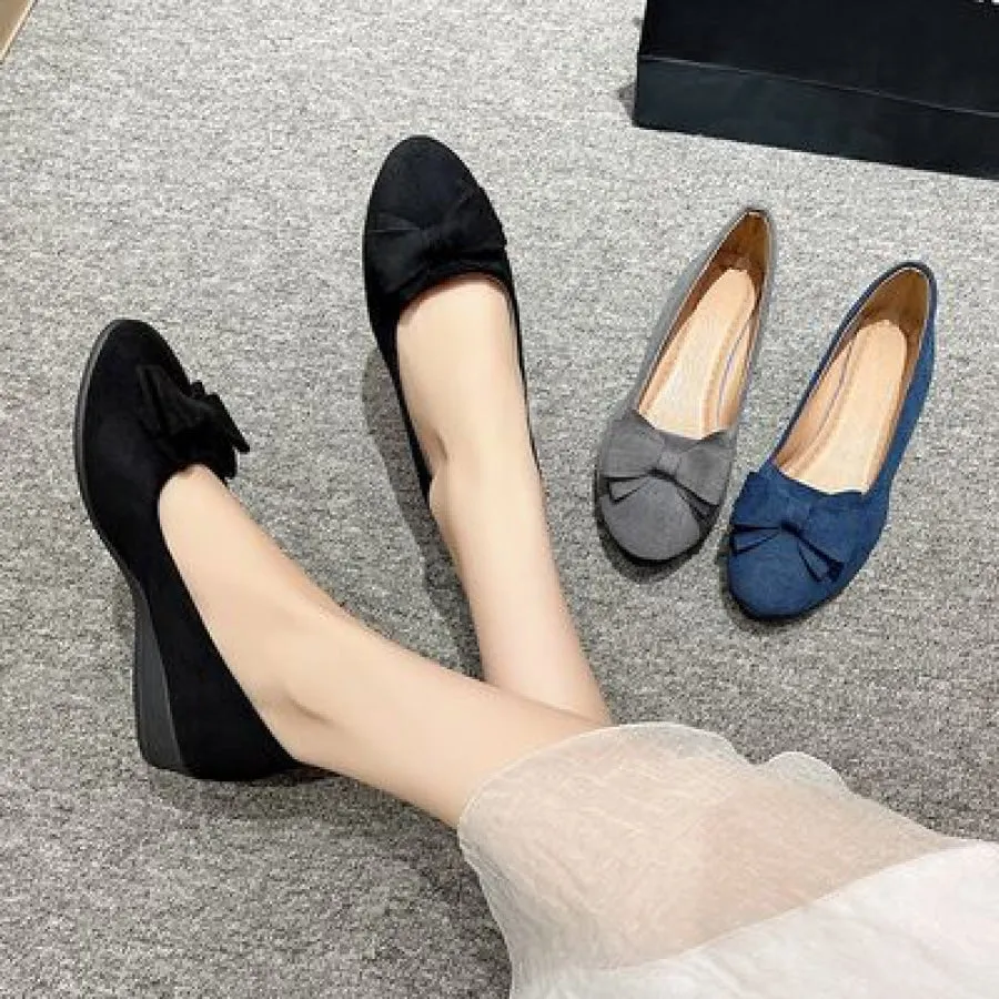 Bow Point Toe Low Heel Slip-Ons