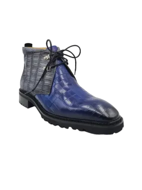 Carrucci Blue Men's Alligator Embossed Leather Chukka Boot