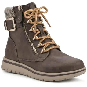 Cliffs by White Mountain Womens HEARTEN  Faux Leather Combat & Lace-Up Boots