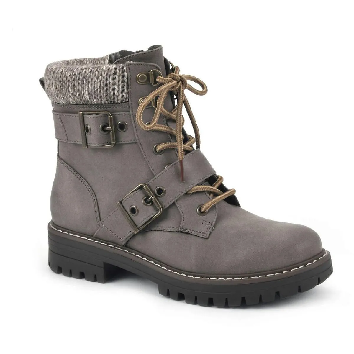 Cliffs by White Mountain Womens Marlee Lugged Sole Combat & Lace-up Boots