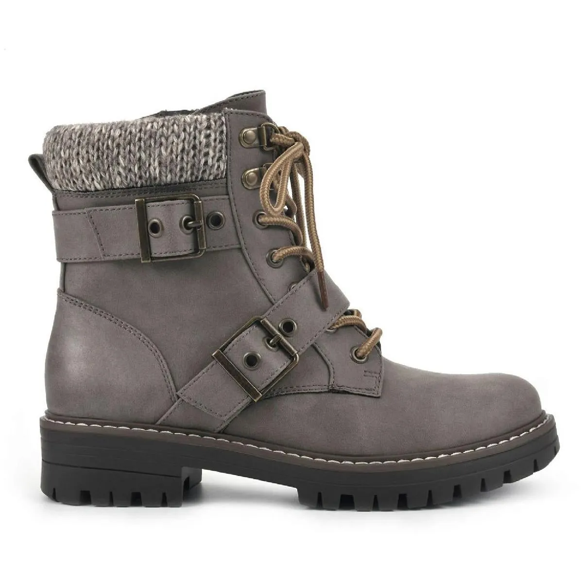 Cliffs by White Mountain Womens Marlee Lugged Sole Combat & Lace-up Boots
