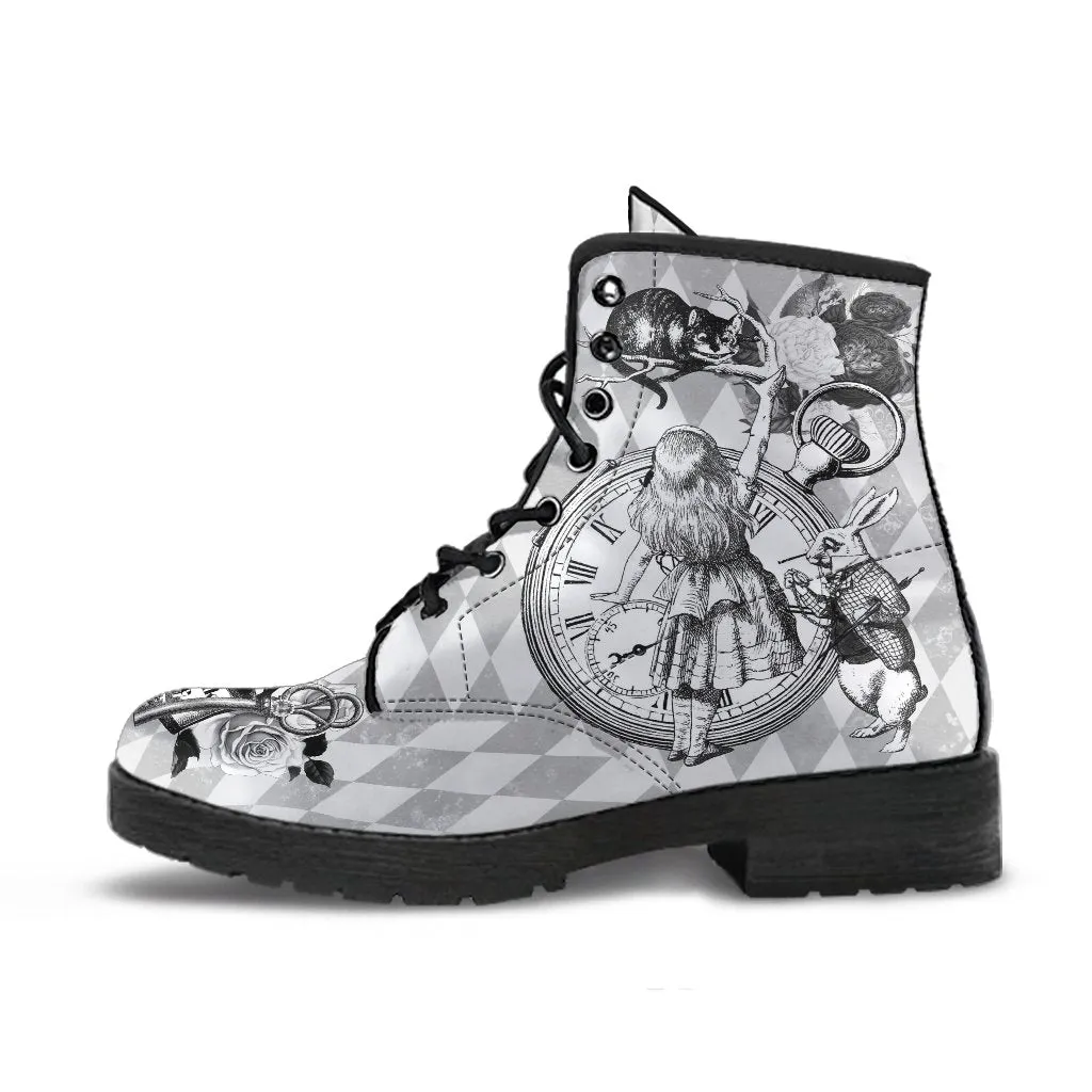 Combat Boots - Alice in Wonderland Gifts #63 Classic Series | Birthday Gifts, Gift Idea, Women's Boots, Custom Shoes, Vegan Shoes, 90s Boots