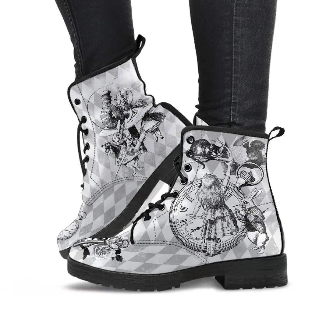 Combat Boots - Alice in Wonderland Gifts #63 Classic Series | Birthday Gifts, Gift Idea, Women's Boots, Custom Shoes, Vegan Shoes, 90s Boots