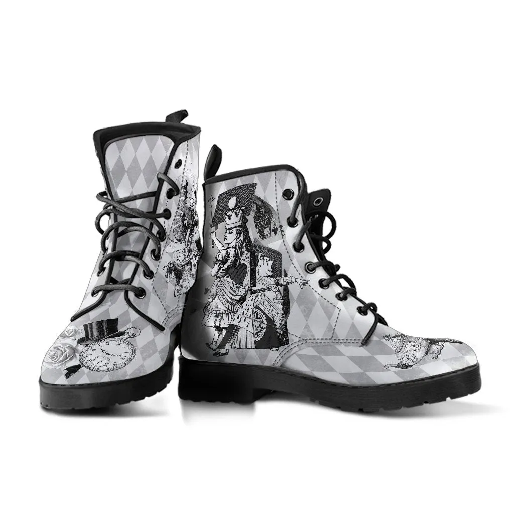 Combat Boots - Alice in Wonderland Gifts #63 Classic Series | Birthday Gifts, Gift Idea, Women's Boots, Custom Shoes, Vegan Shoes, 90s Boots