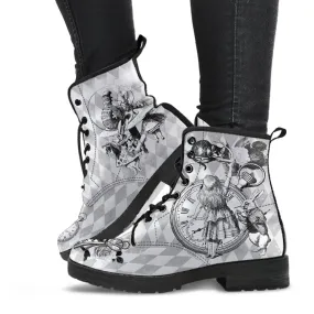 Combat Boots - Alice in Wonderland Gifts #63 Classic Series | Birthday Gifts, Gift Idea, Women's Boots, Custom Shoes, Vegan Shoes, 90s Boots