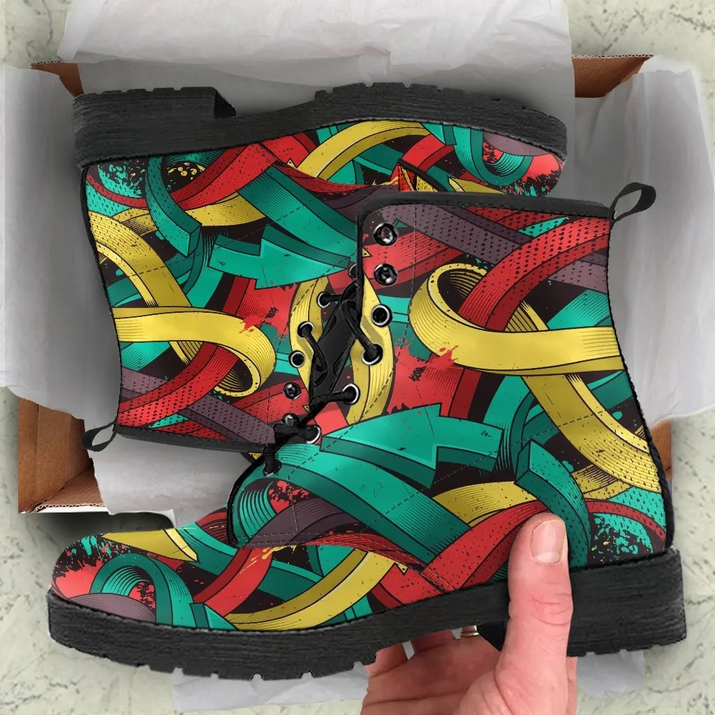 Combat Boots - Graffiti Fashion #12 | Vegan Leather Lace Up Boots Women, Women's Boots, Men's Boots 9.5, Custom Shoes, 90s Boots, 2000s Boots