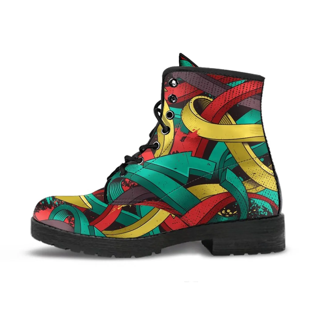 Combat Boots - Graffiti Fashion #12 | Vegan Leather Lace Up Boots Women, Women's Boots, Men's Boots 9.5, Custom Shoes, 90s Boots, 2000s Boots