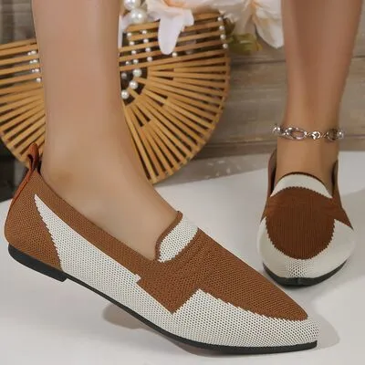 Contrast Mesh Point Toe Flat Slip-Ons