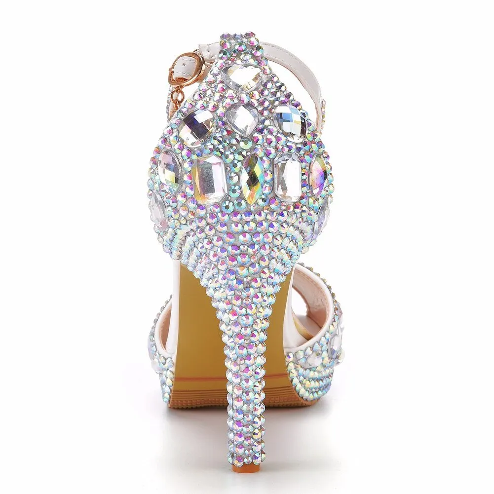 CRYSTAL QUEEN Pretty Peep Toe Platform Luxury Rhinestone Shoes