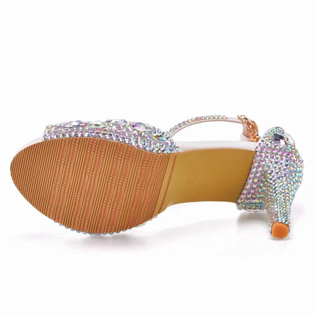 CRYSTAL QUEEN Pretty Peep Toe Platform Luxury Rhinestone Shoes
