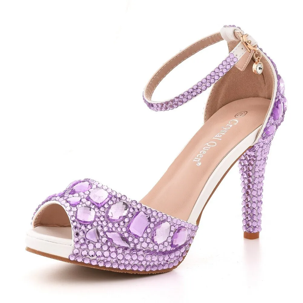 CRYSTAL QUEEN Pretty Peep Toe Platform Luxury Rhinestone Shoes