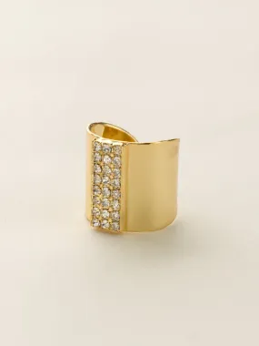 Crystal Rhinestone Rows Cuff Ring - RDD1BGCRY